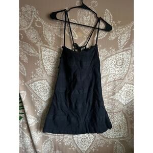Free People Black Linen Blend Mini Dress